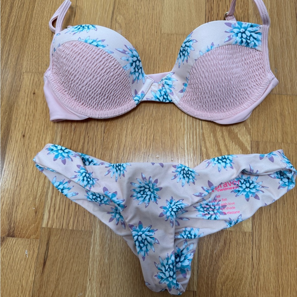 Tori Praver Pink Floral Bikini NWOT